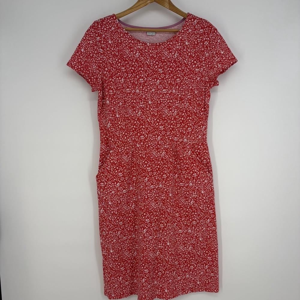 Boden Womens Phoebe Shift Dress 10 Red Floral Cotton Jersey Feminine Preppy 10R - Picture 2 of 9